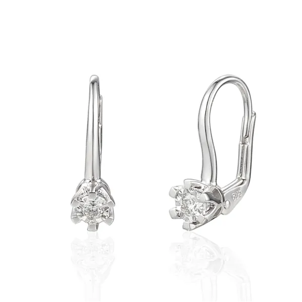 KOLCZYKI BRYLANTY 0,11ct BIAŁE ZŁOTO PATENTKA 585