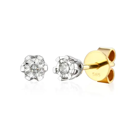 ZŁOTE KOLCZYKI 585 BRYLANTY NATURALNE 0,11ct