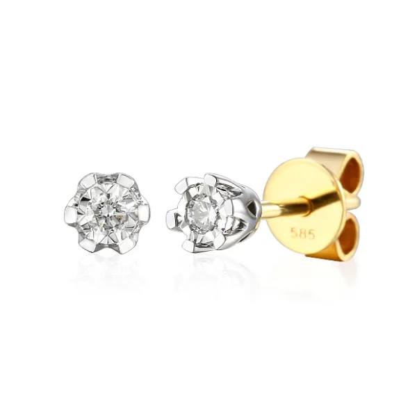 ZŁOTE KOLCZYKI 585 BRYLANTY NATURALNE 0,11ct