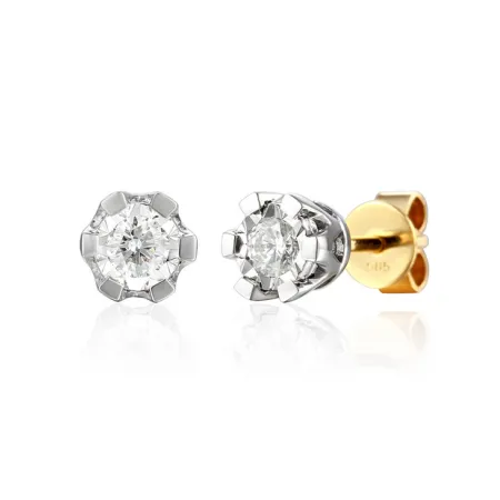 ZŁOTE KOLCZYKI 585 BRYLANTY NAT. 0,17ct SZTYFT