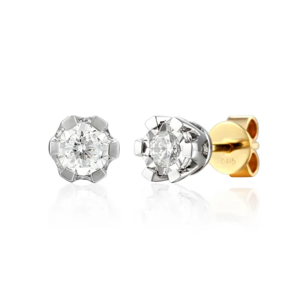 ZŁOTE KOLCZYKI 585 BRYLANTY NAT. 0,17ct SZTYFT