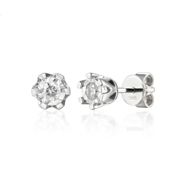 KOLCZYKI Z BRYLANTAMI 0,11ct BIAŁE ZŁOTO PRÓBA 585