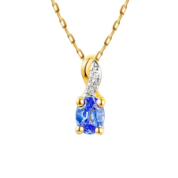 ZŁOTA ZAWIESZKA TANZANIT I DIAMENTY pr 585