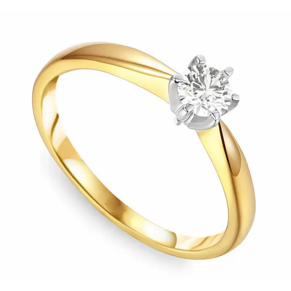 Złoty Pierścionek 585 Diament Laboratoryjny 0.29ct
