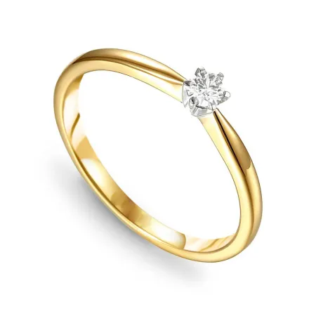 Złoty Pierścionek Zaręczynowy 585 Diament 0,10ct
