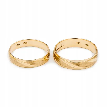 ZŁOTE 14K OBRĄCZKI ŚLUBNE PÓŁOKRĄGŁE 5mm A-227