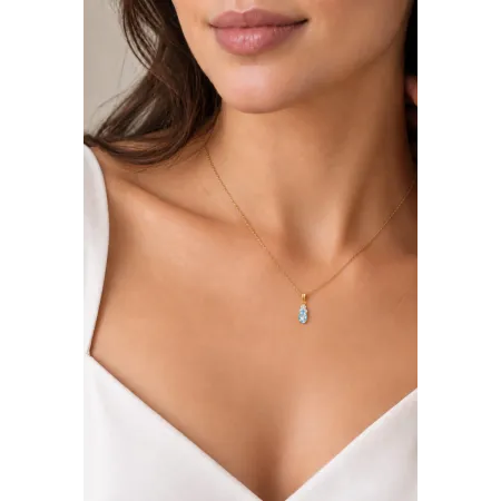 ZAWIESZKA ZŁOTA BLUE TOPAZ I DIAMENTY PRÓBA 585